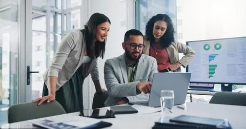 Teamwork, meeting and ideas for solution or decision for business, workplace or Stock Photos