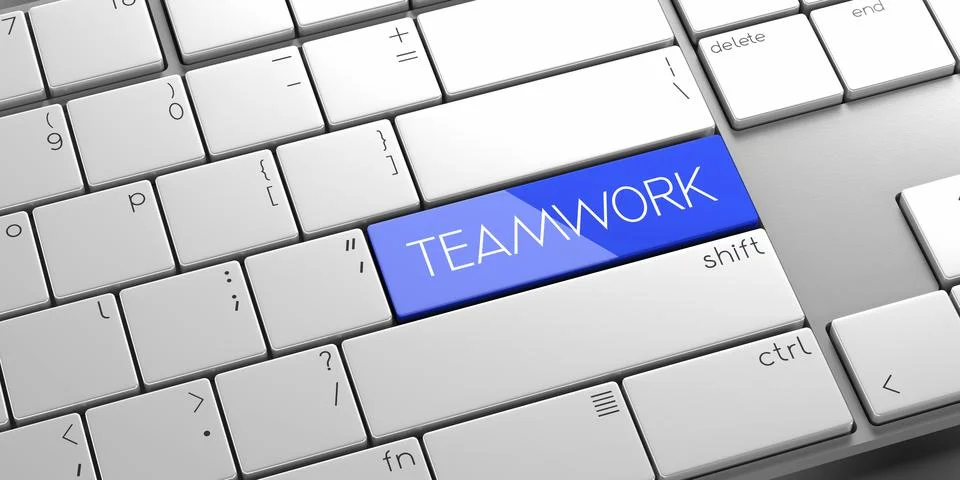 Teamwork - modern computer keyboard - 3D illustration Illustrazione stock
