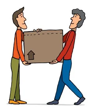 Teamwork moving / carrying box Illustrazione stock