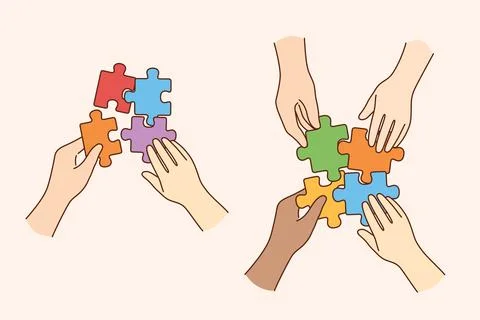 Teamwork, multi ethnic team, cooperation concept Stock-Illustration