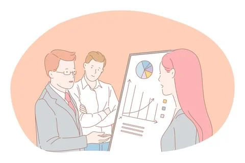 Teamwork, negotiations, brainstorming in office concept Stock Illustration