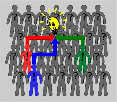 Teamwork with a new idea Stock Illustration