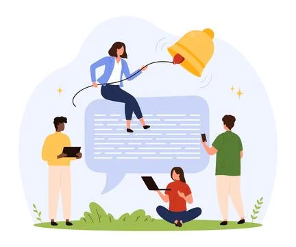Teamwork Notification and Messaging Flat Concept Stock Illustration