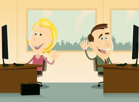 Teamwork at the office Stock Illustration
