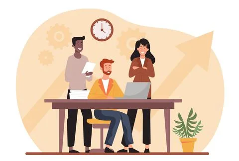 Teamwork in office Stock Illustration
