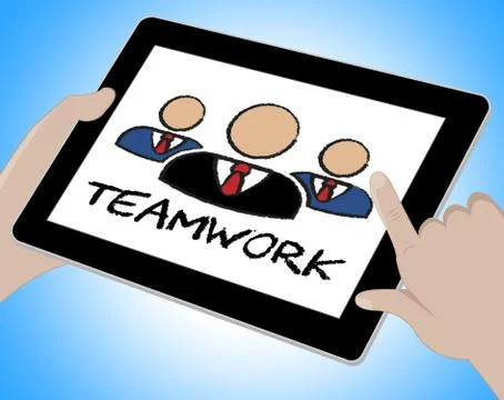 Teamwork Online Indicating Combined Unit And Unity Иллюстрация