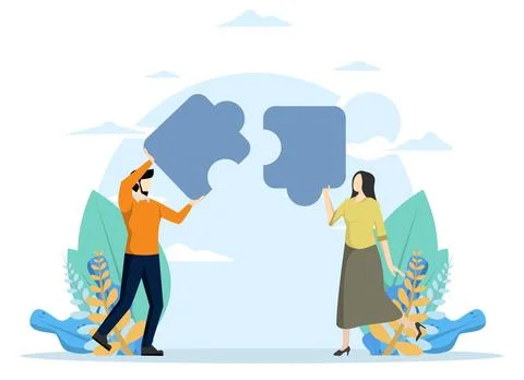 Teamwork or working together and overcoming challenges Stock Illustration