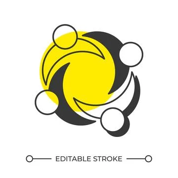 Teamwork organization offset shadow line icon 库存插图