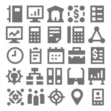 Teamwork, Organization Vector Icons Set Stock Illustration