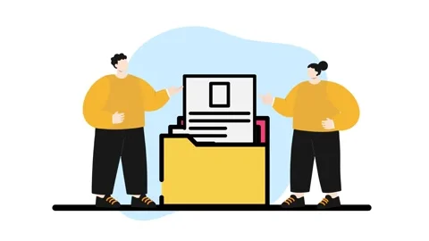 Teamwork organizing files in a digital folder, collaboration concept Stock Footage 342377909