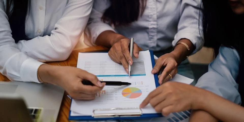 Teamwork of partners integration concept. Group of Business in smart casual wear Stock Photos