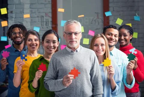 Teamwork of partners that work together. Concept of integration and startup with Stock Photos