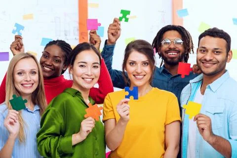 Teamwork of partners that work together. Concept of integration and startup with Stock Photos
