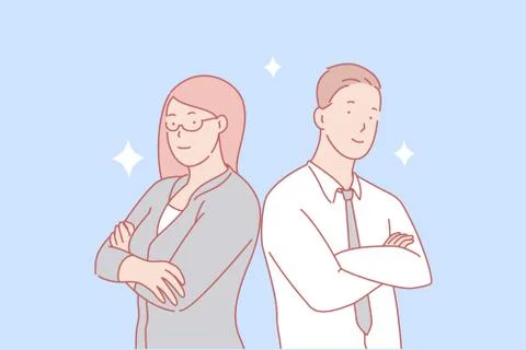 Teamwork, partnership, gender equality concept 库存插图