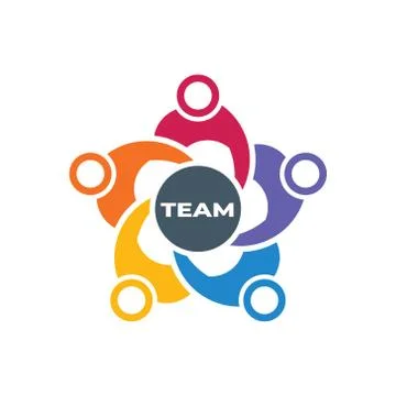 Teamwork People Creativity Work in the making logo design Stock Illustration