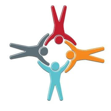 Teamwork people holding in circle logo Stock Illustration