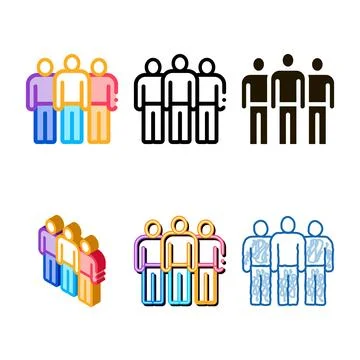 Teamwork people icon vector variations outline イラスト素材