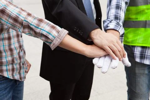 Teamwork people touch hands for unity group to succuss business. Stock Photos