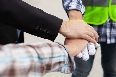Teamwork people touch hands for unity group to succuss business. Stock Photos