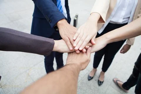 Teamwork people touch hands for unity group to succuss business. Stock Photos