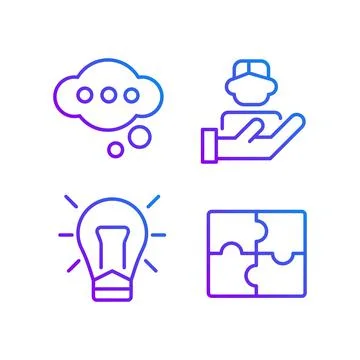 Teamwork pixel perfect gradient linear vector icons set Ilustração Stock