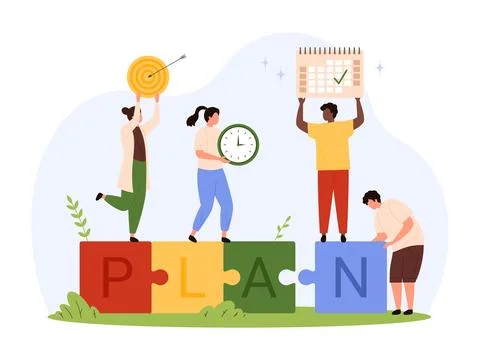 Teamwork Planning Concept with Puzzle Pieces Stock Illustration