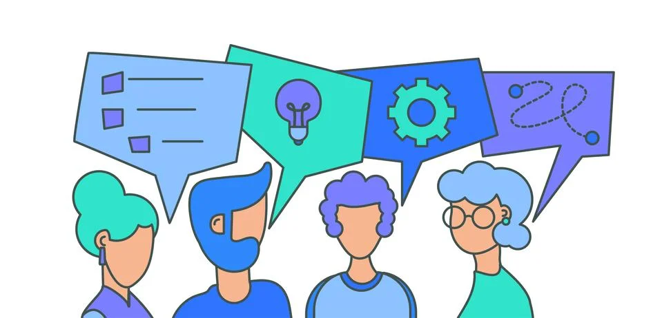 Teamwork, problem solution discussion Stock Illustration