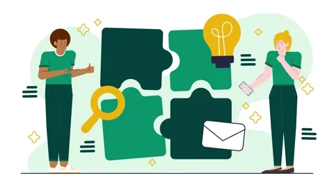 Teamwork problem solving and solution concept illustration business animated Stock Footage 282506984