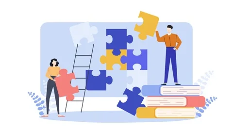 Teamwork with problem solving illustration. business animation video Stock Footage 277017998