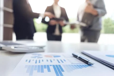 Teamwork process, Blurred abstract background of Business people meeting, dis Stock Photos