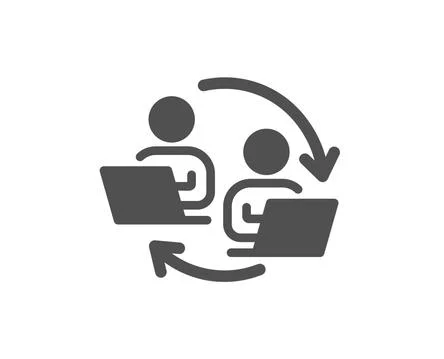 Teamwork process icon. Remote office sign. Vector Stock Illustration