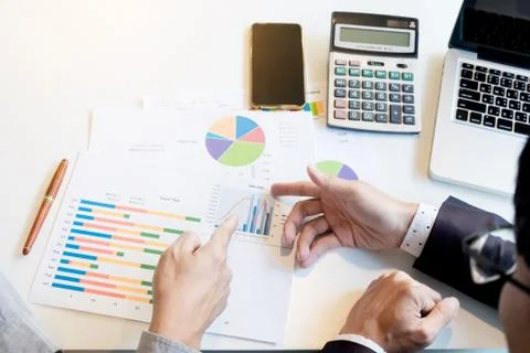 Teamwork process. young business managers crew working with new startup Stock Photos