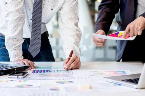 Teamwork process. young business managers crew working with new startup Stock Photos