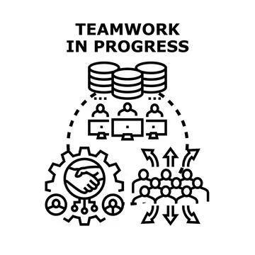 Teamwork in progress with technology and business collaboration Stock Illustration