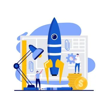 Teamwork project concept with character. Employees discussing and communica.. Stock Illustration