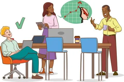 Teamwork Project Development Process. boy eating ice cream-01 Stock Illustration