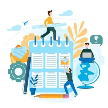 Teamwork project. Litle people search for new solutions, creative work. Stock Illustration