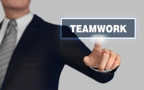 Teamwork   pushing concept 3d illustration Stock Illustration