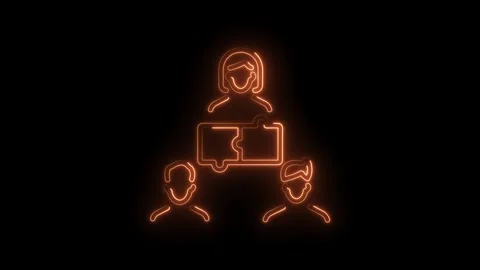 Teamwork puzzle collaboration solution neon outlines on black background fo.. Stock Footage 345990020