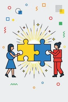 Teamwork Puzzle Completion Illustration