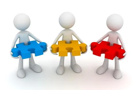 Teamwork puzzle concept  3d illustration Stock Illustration