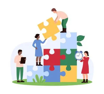 Teamwork Puzzle Construction Concept Stock Illustration