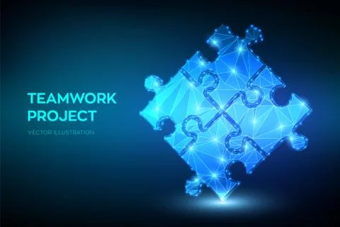 Teamwork. Puzzle elements. Team metaphor. Symbol of teamwork, cooperation, pa Stock Illustration