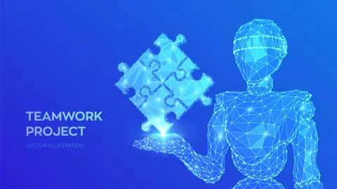 Teamwork. Puzzle elements. Team metaphor. Symbol of teamwork, cooperation, pa Stock Illustration