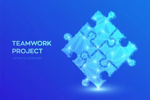 Teamwork. Puzzle elements. Team metaphor. Symbol of teamwork, cooperation, pa イラスト素材
