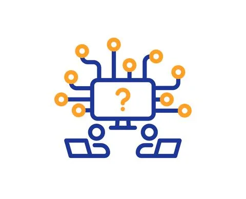 Teamwork question line icon. Ask help sign. Vector Ilustración de archivo