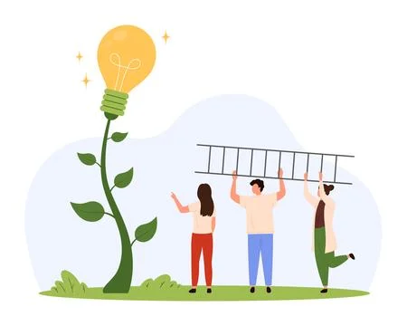 Teamwork Reaching for Big Creative Idea Concept 스톡 일러스트