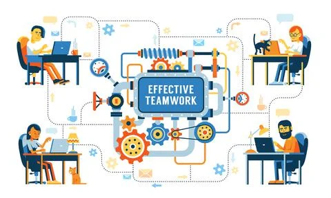 Teamwork remotely Stock Illustration