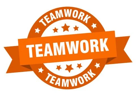 Teamwork round ribbon isolated label. teamwork sign Stock Illustration