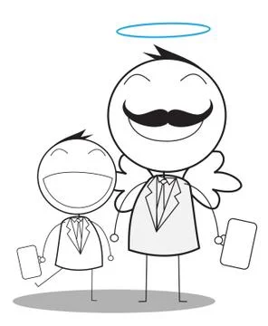 Teamwork with senior Stock Illustration